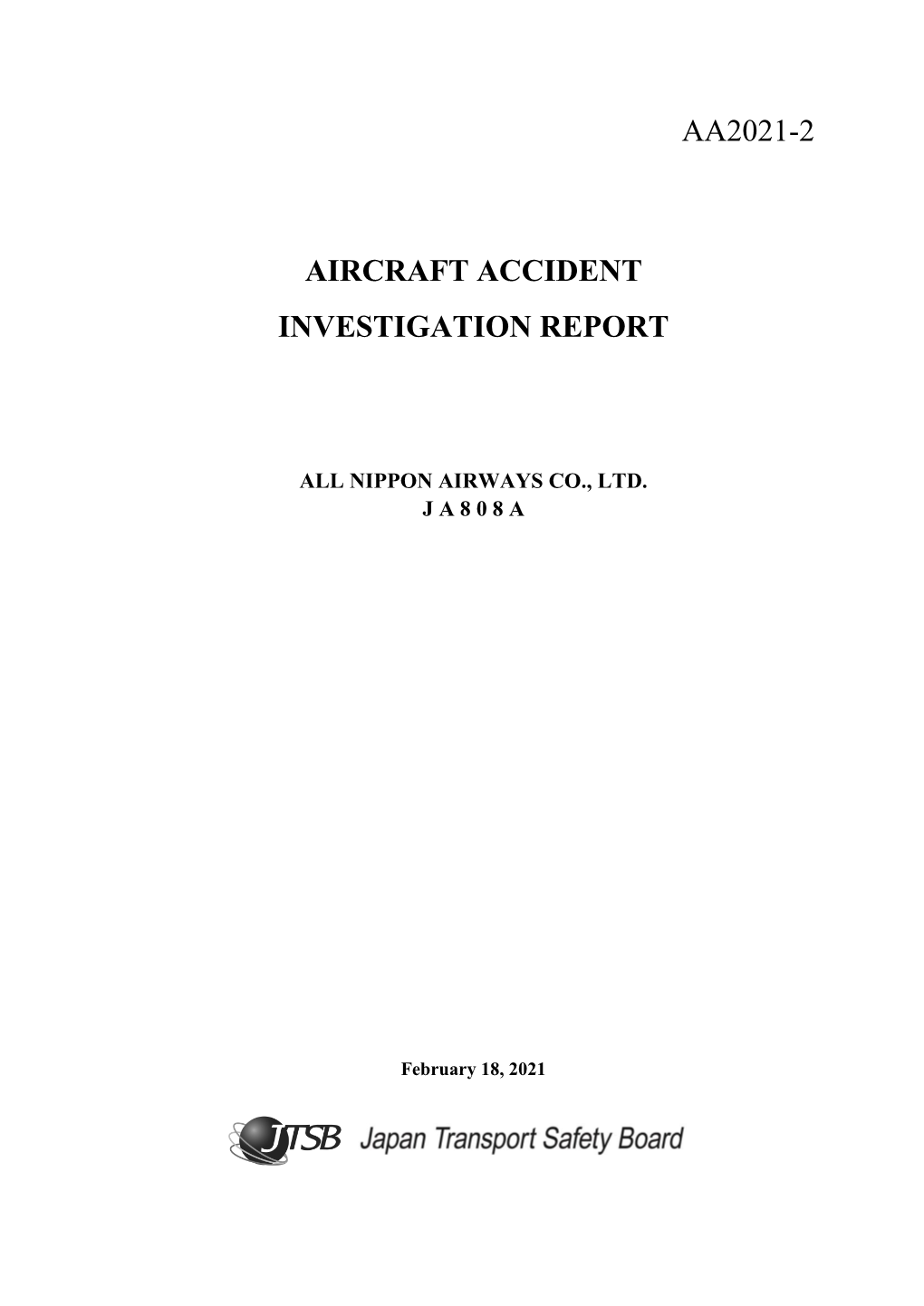 Aa2021-2 Aircraft Accident Investigation Report