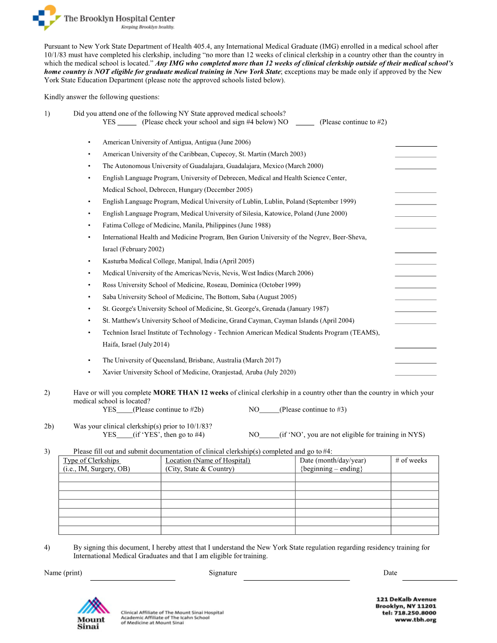 Clerkship Form