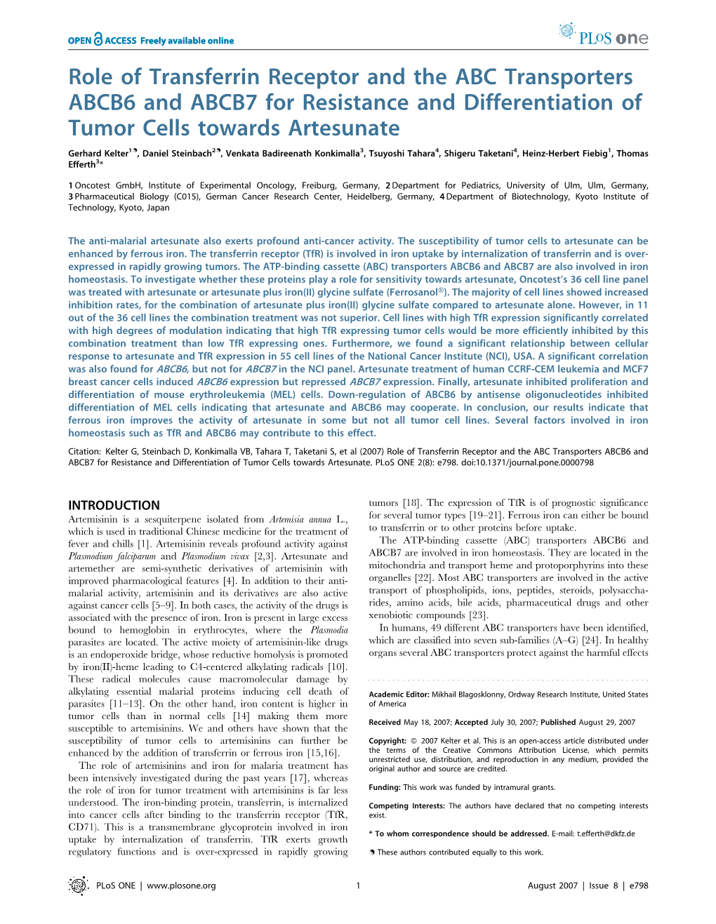 Role of Transferrin Receptor and the ABC Transporters ABCB6 And