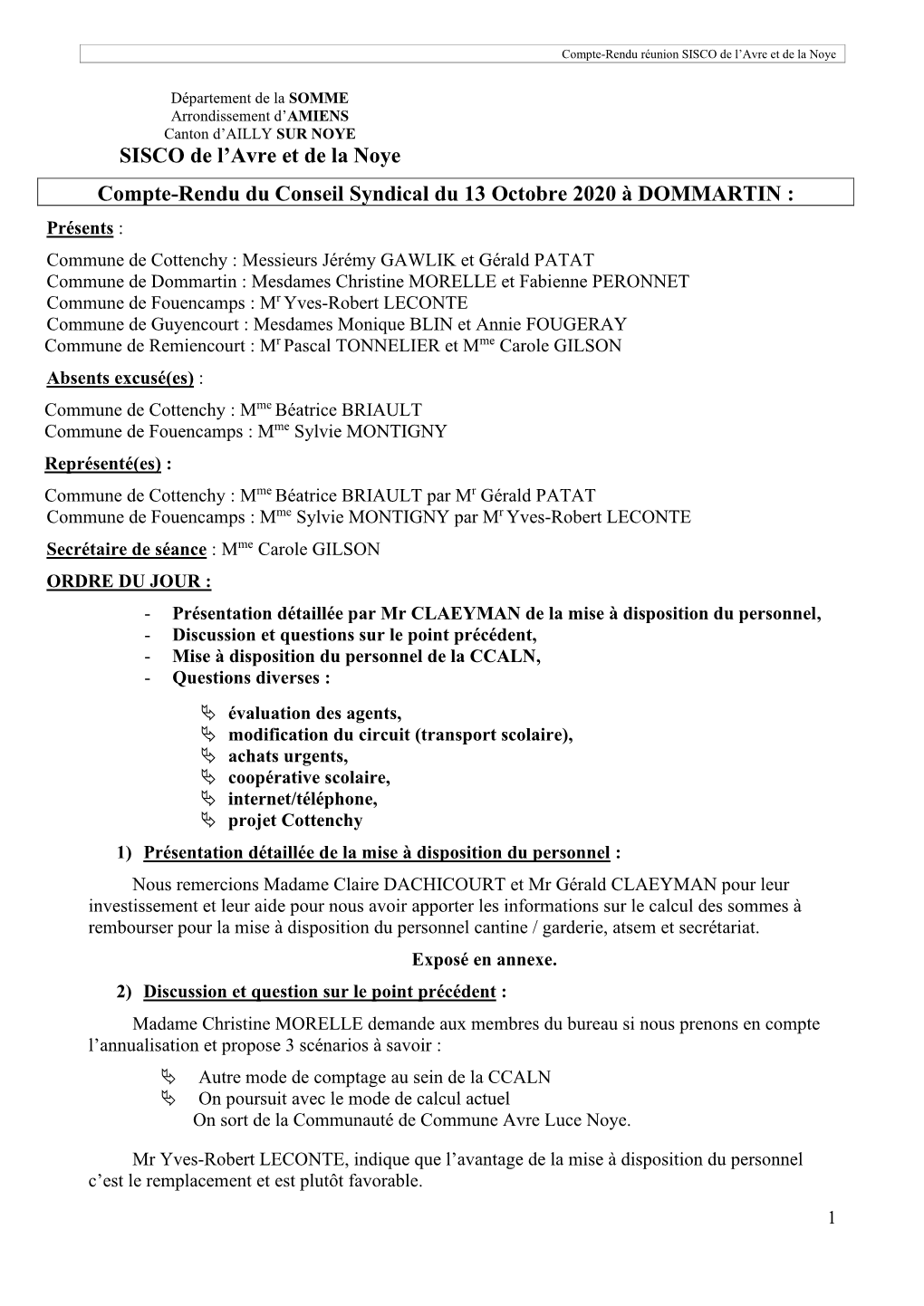 Département De La SOMME Arrondissement D’AMIENS Canton D’AILLY SUR NOYE SISCO De L’Avre Et De La Noye