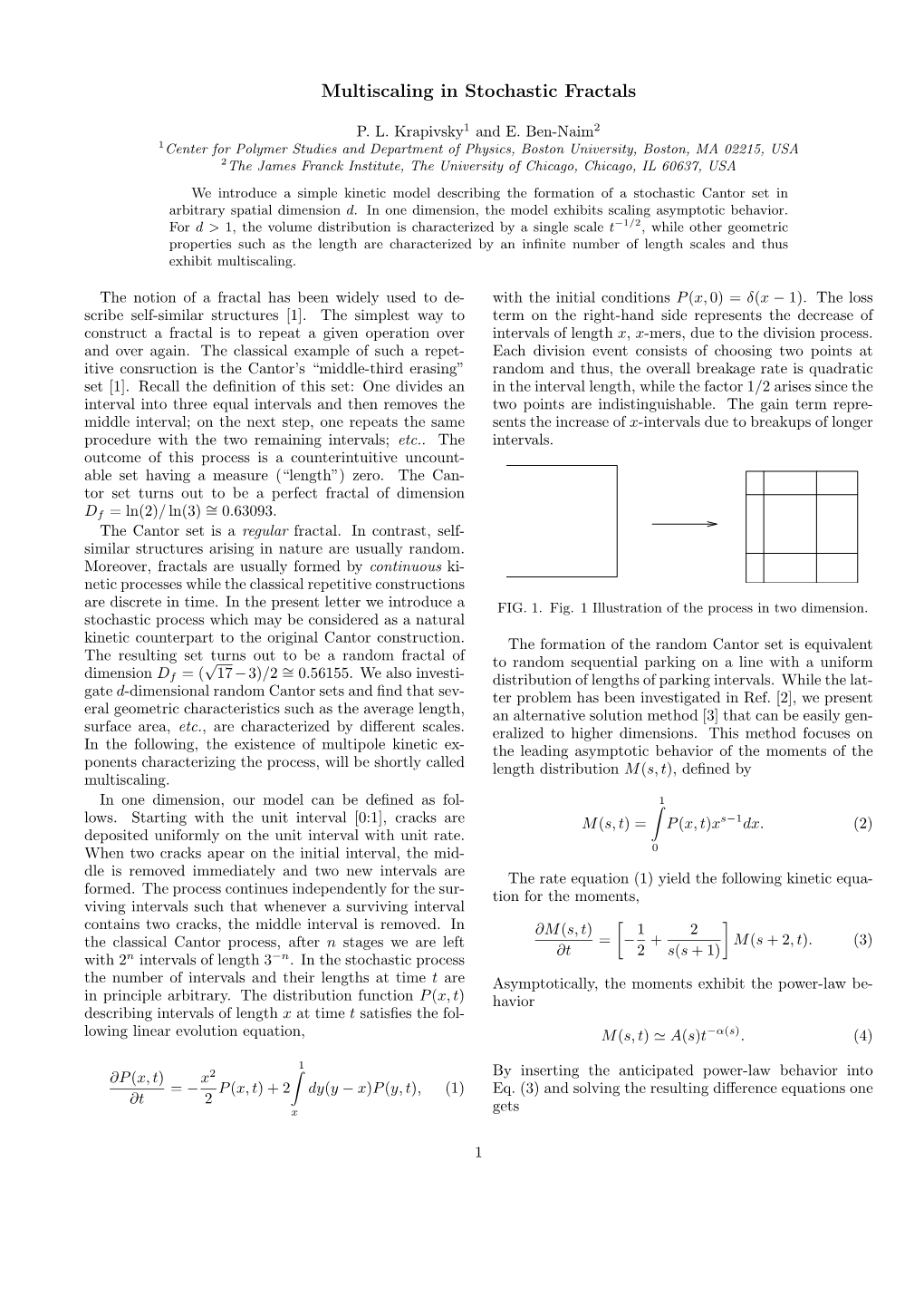 Multiscaling in Stochastic Fractals