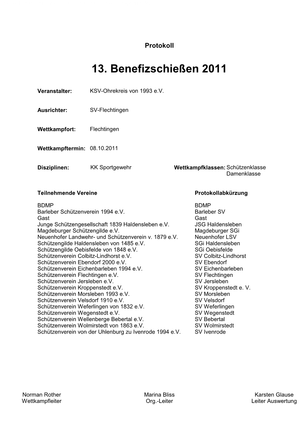 13. Benefizschießen 2011