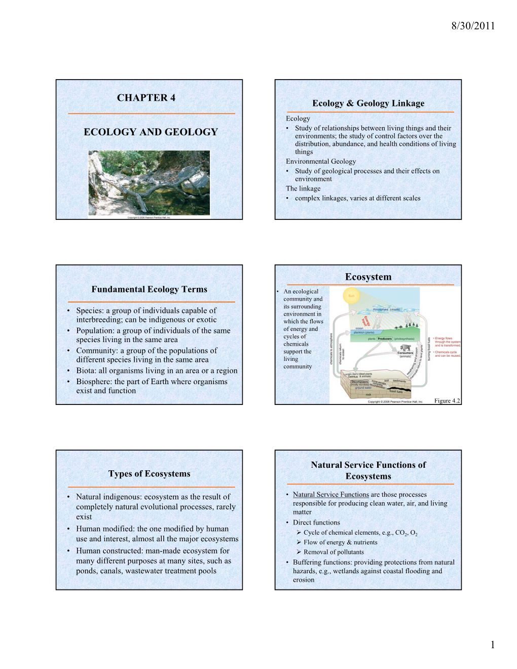 CHAPTER 4 ECOLOGY and GEOLOGY Ecosystem