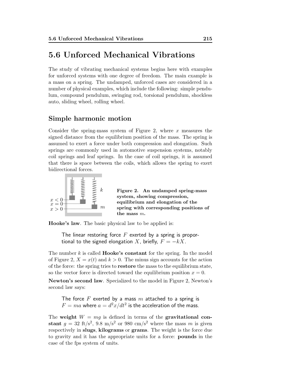 5.6 Unforced Mechanical Vibrations 215