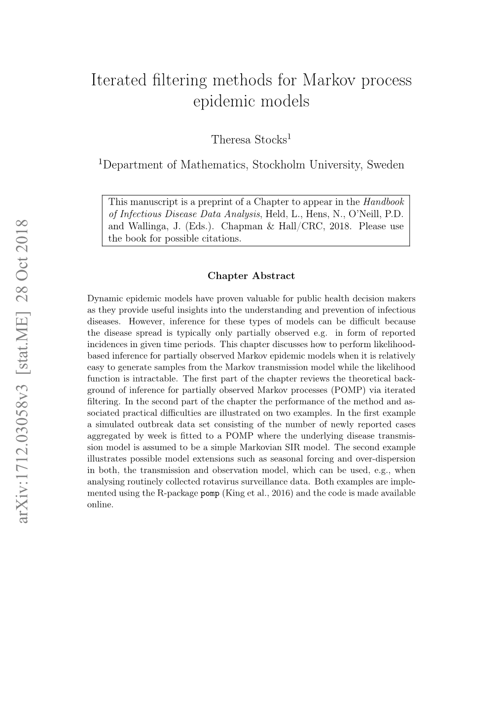 Iterated Filtering Methods for Markov Process Epidemic Models Arxiv