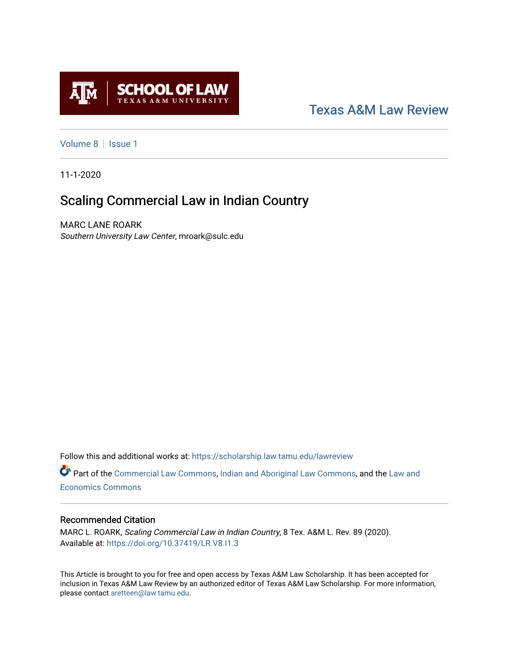 Scaling Commercial Law in Indian Country
