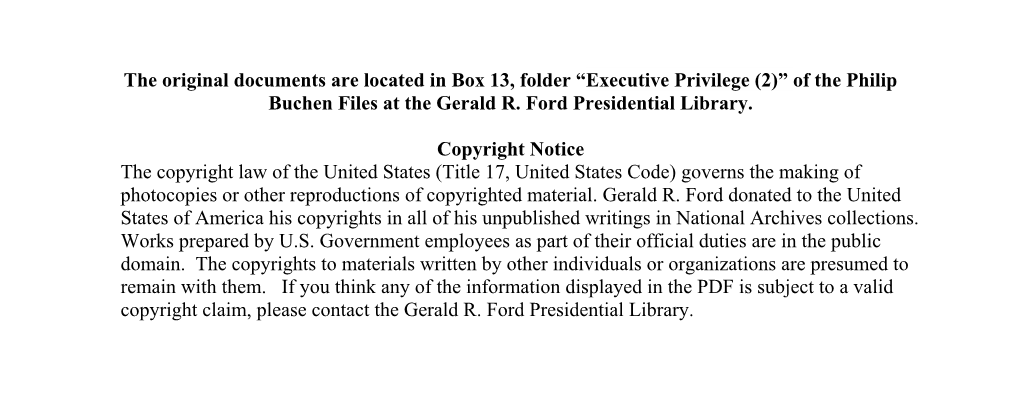 Executive Privilege (2)” of the Philip Buchen Files at the Gerald R