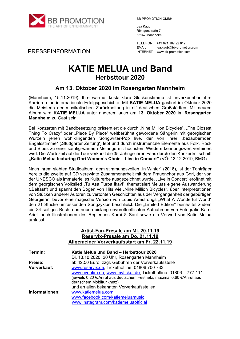 KATIE MELUA Und Band