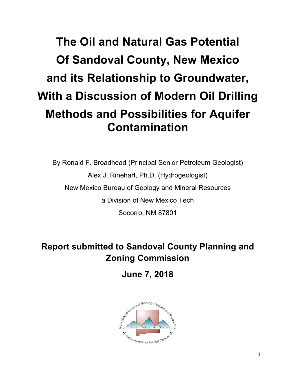 The Oil and Natural Gas Potential of Sandoval County, New Mexico And