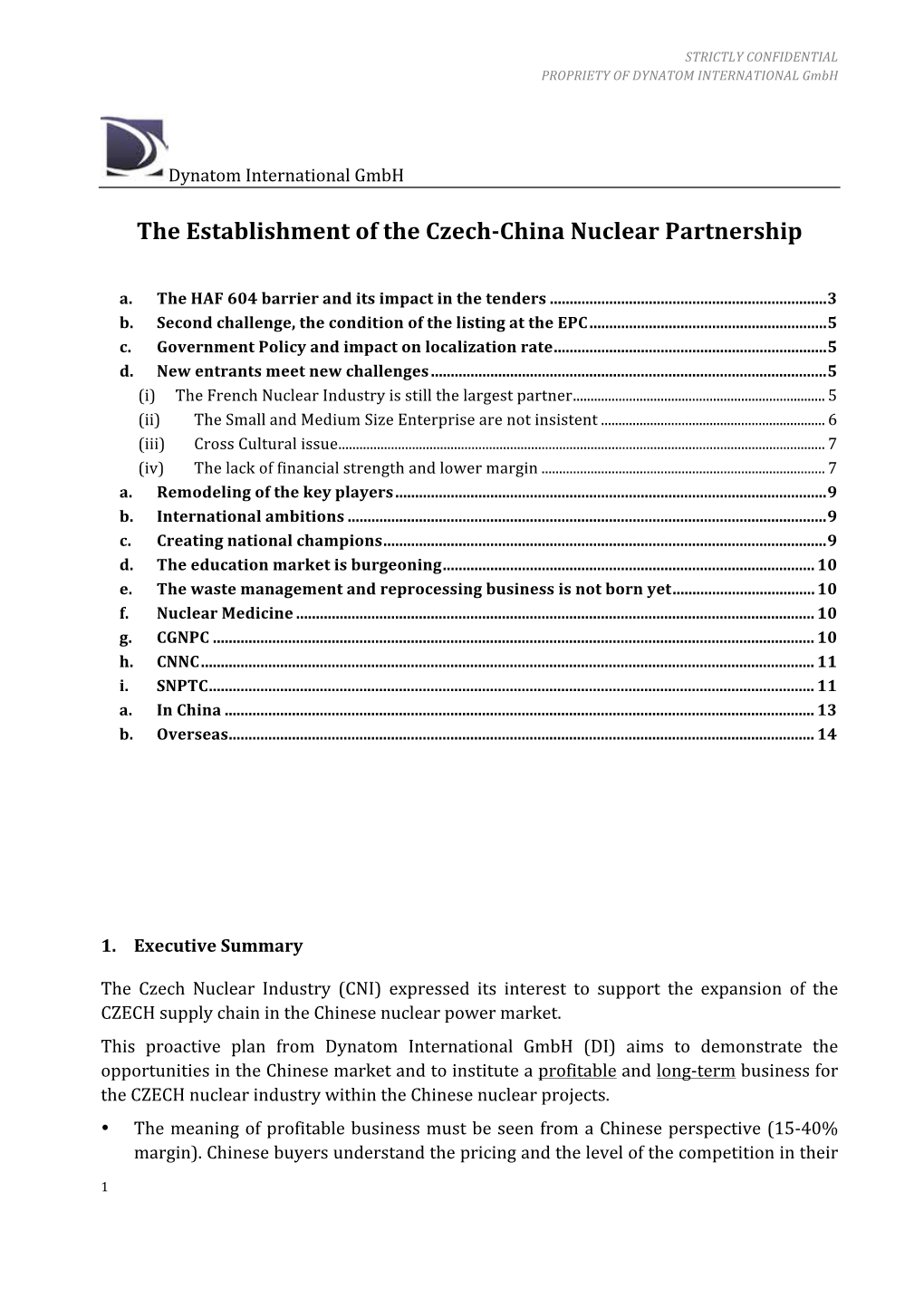 Proposal Czech-China Nuclear Partnership from Dynatom