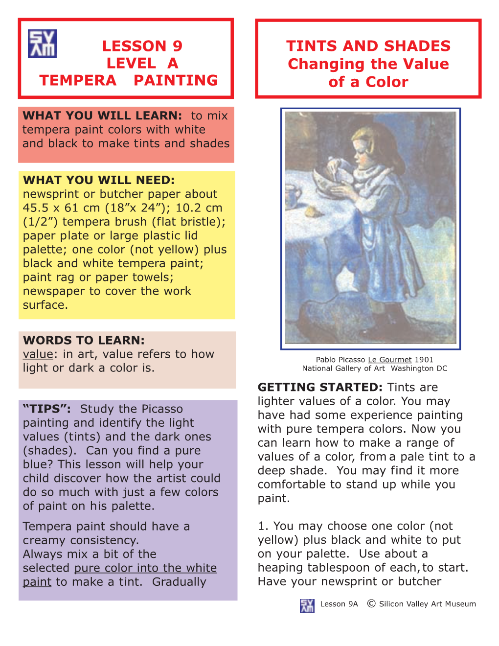 Lesson 9 Level a Tempera Painting Tints and Shades