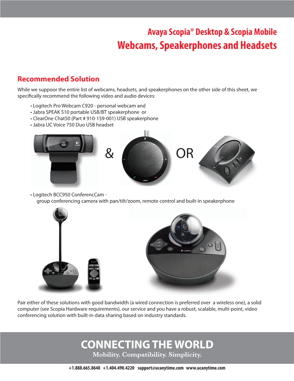 Recommended Webcams Speakerphones and Headsets