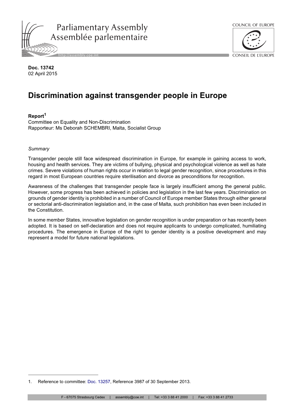 Discrimination Against Transgender People in Europe
