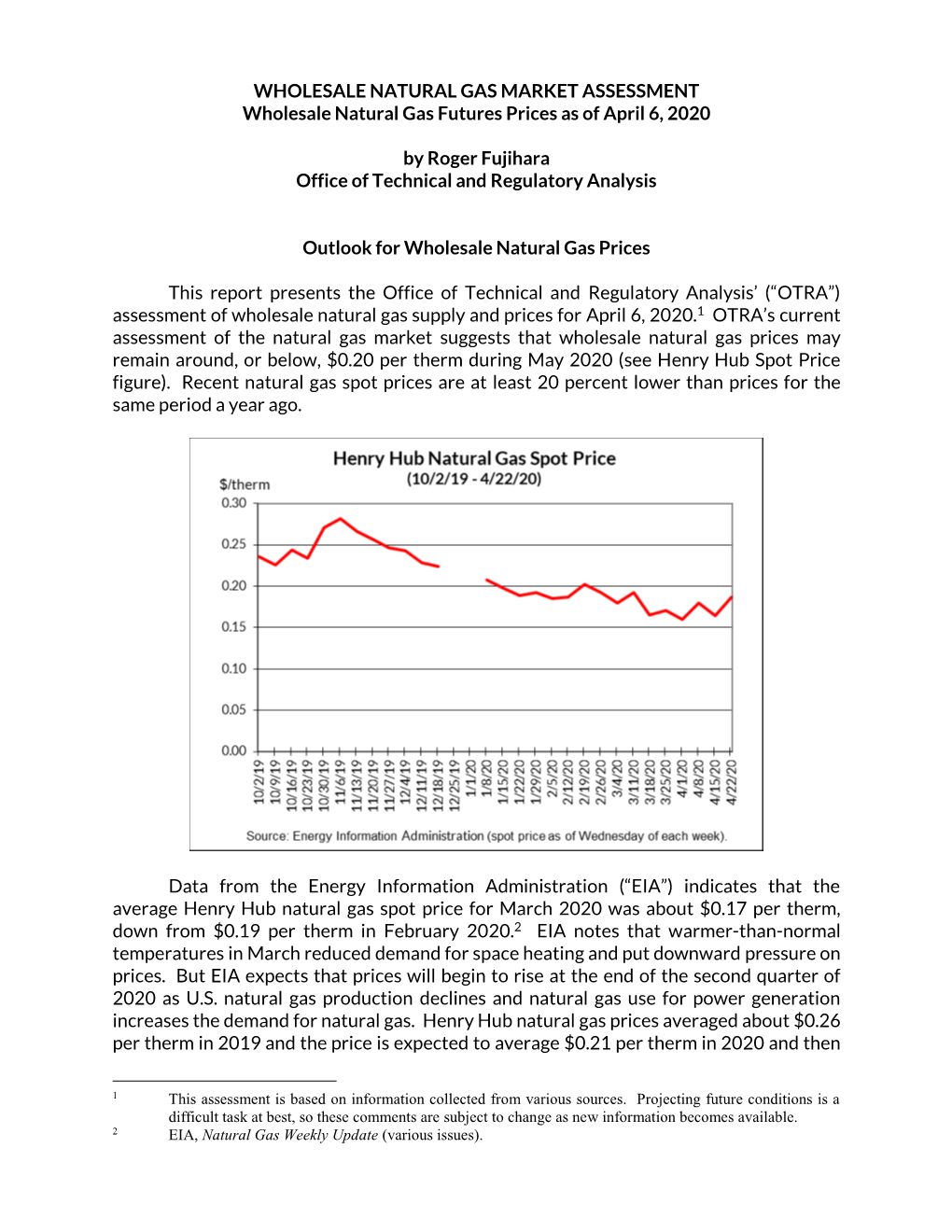 Outlook for Natural Gas Prices