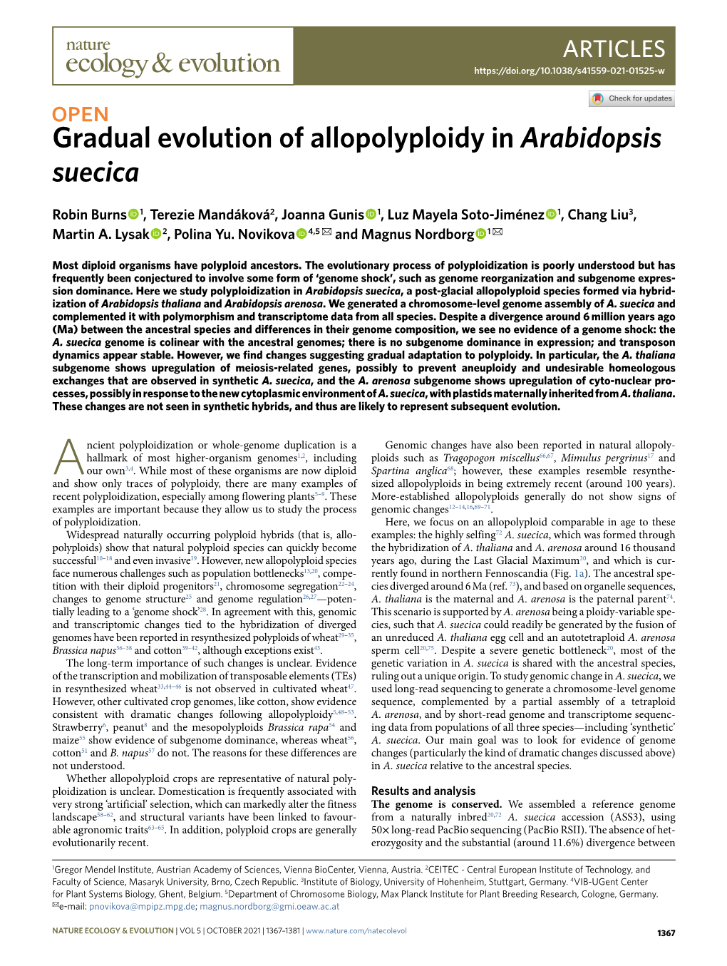 Gradual Evolution of Allopolyploidy in Arabidopsis Suecica