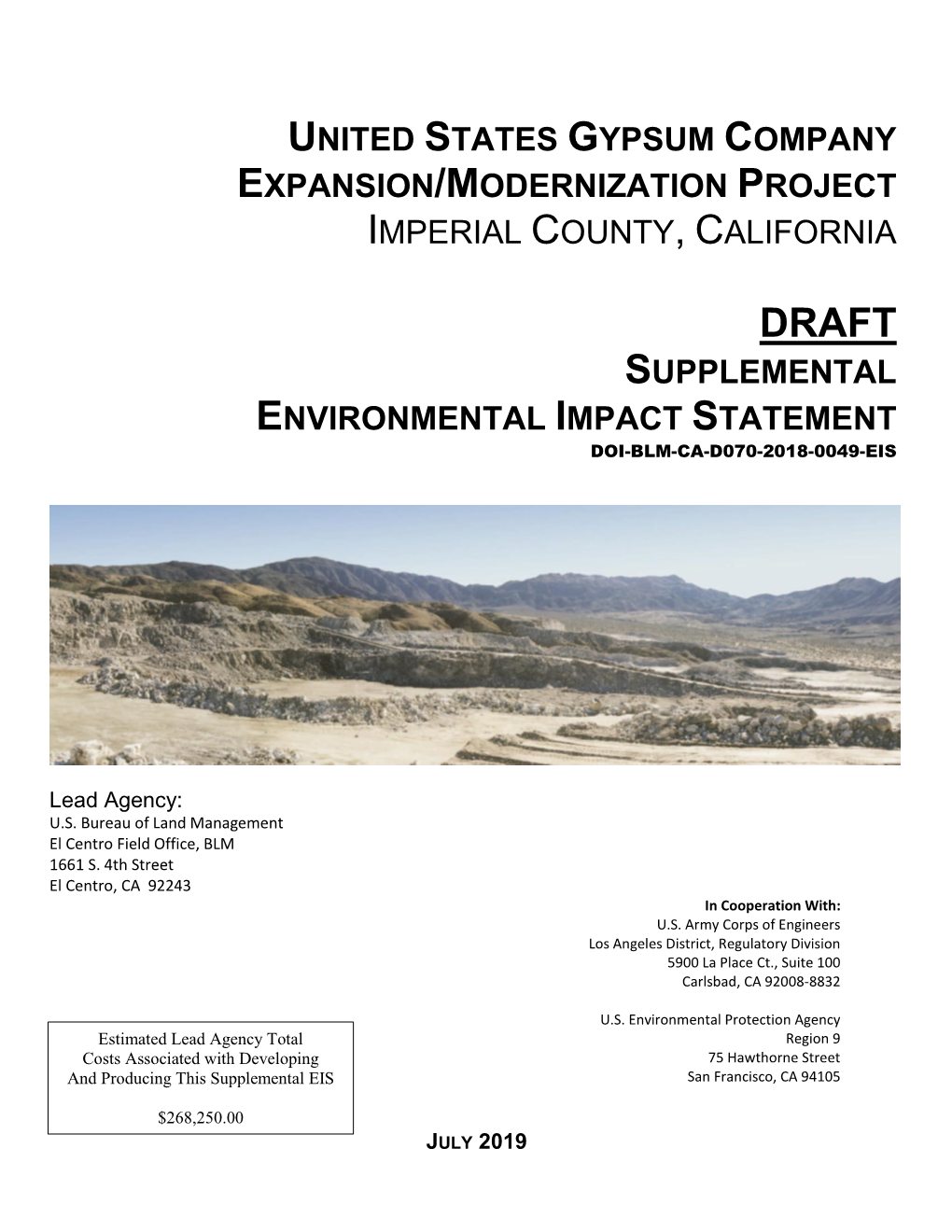 United States Gypsum Company Expansion/Modernization Project Imperial County, California