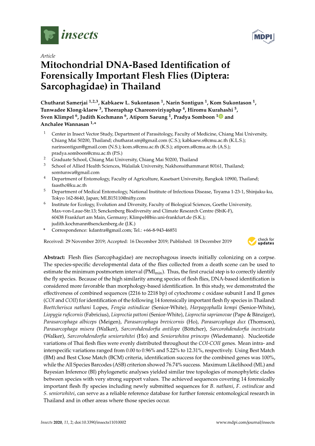 Mitochondrial DNA-Based Identification of Forensically