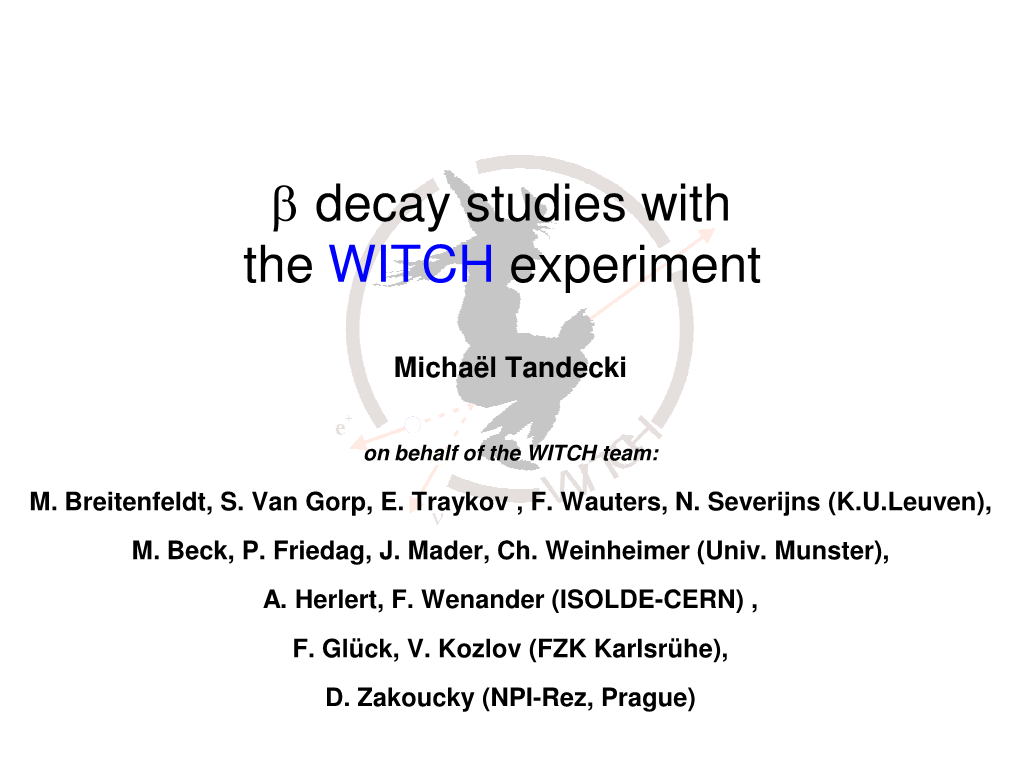 Β Decay Studies with the WITCH Experiment