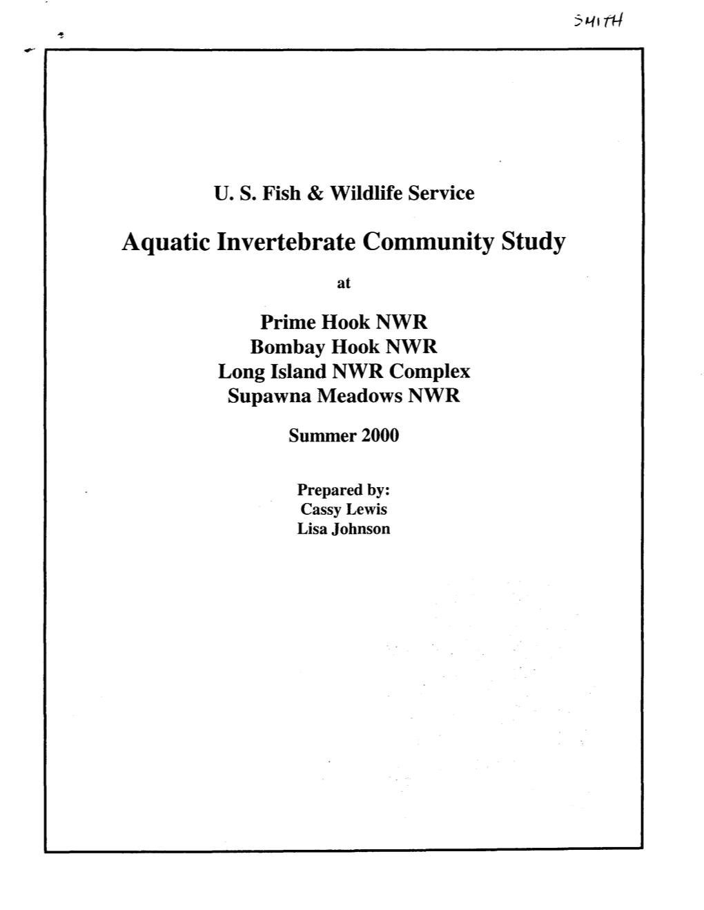 Aquatic Invertebrate Community Study