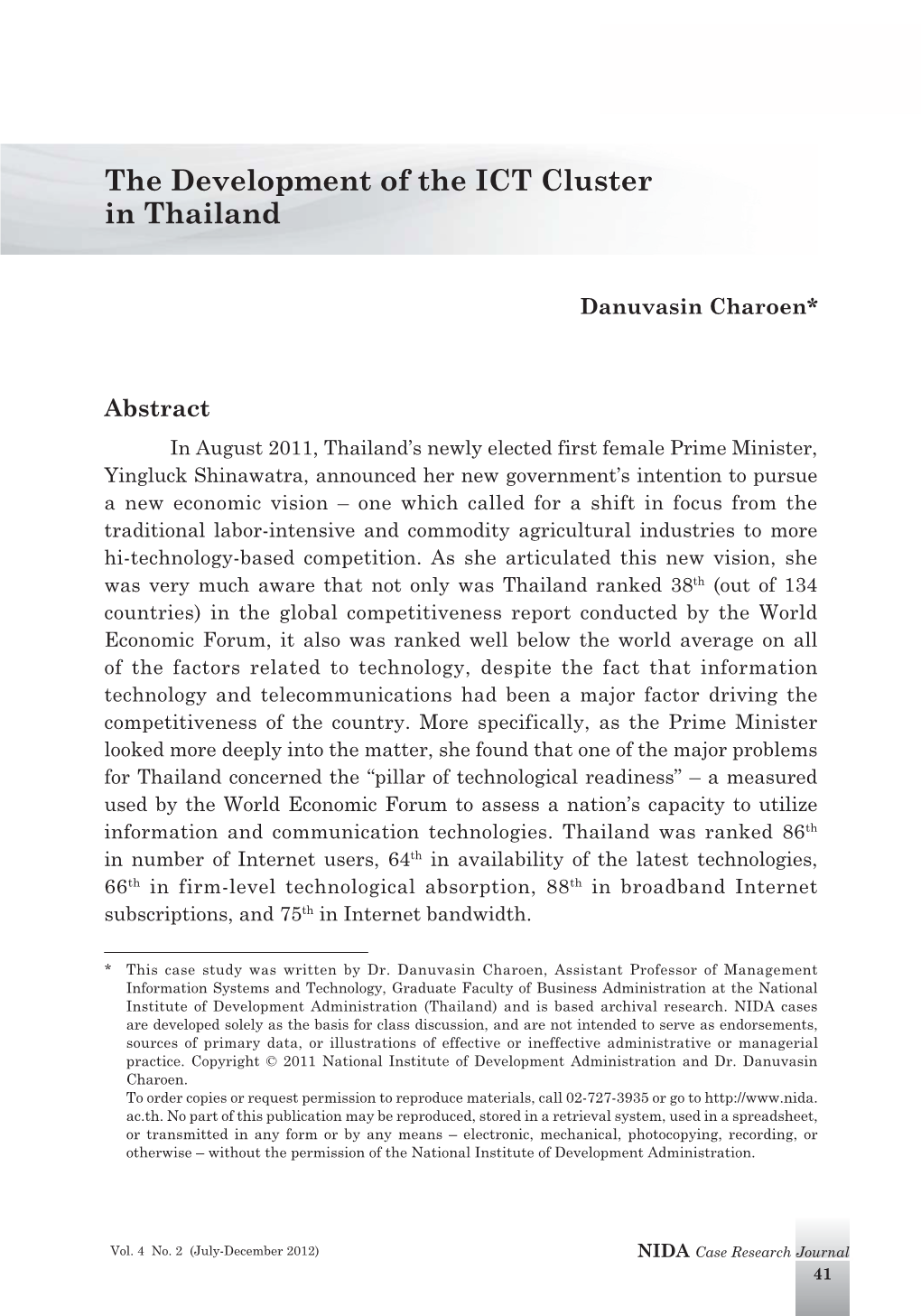 The Development of the ICT Cluster in Thailand