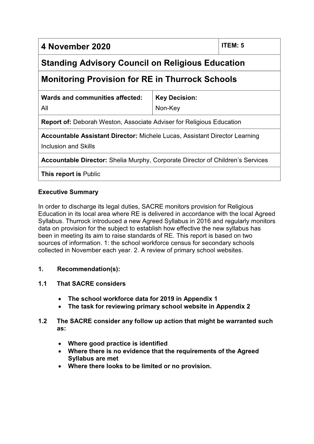 Monitoring Provision for RE in Thurrock Schools.Pdf