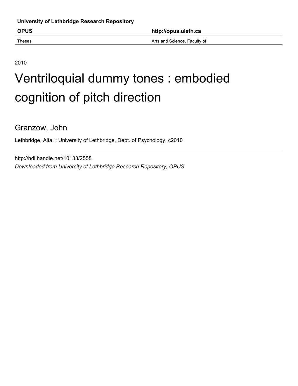 Embodied Cognition of Pitch Direction