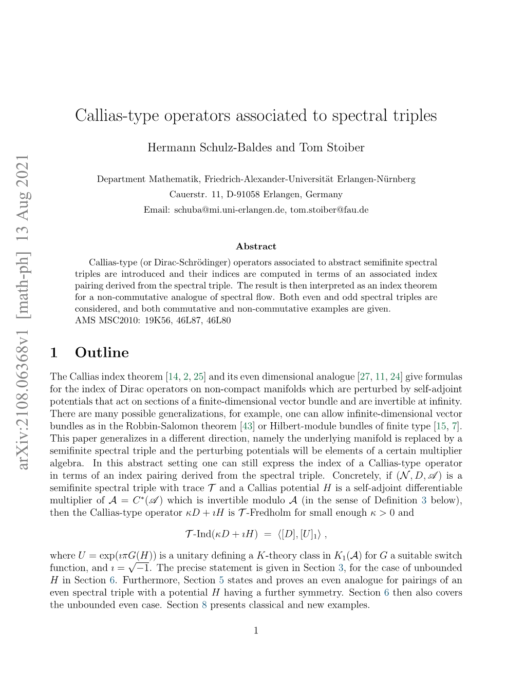 Callias-Type Operators Associated to Spectral Triples