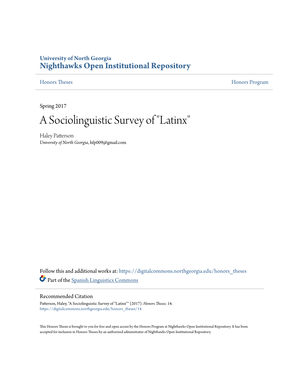 A Sociolinguistic Survey of 