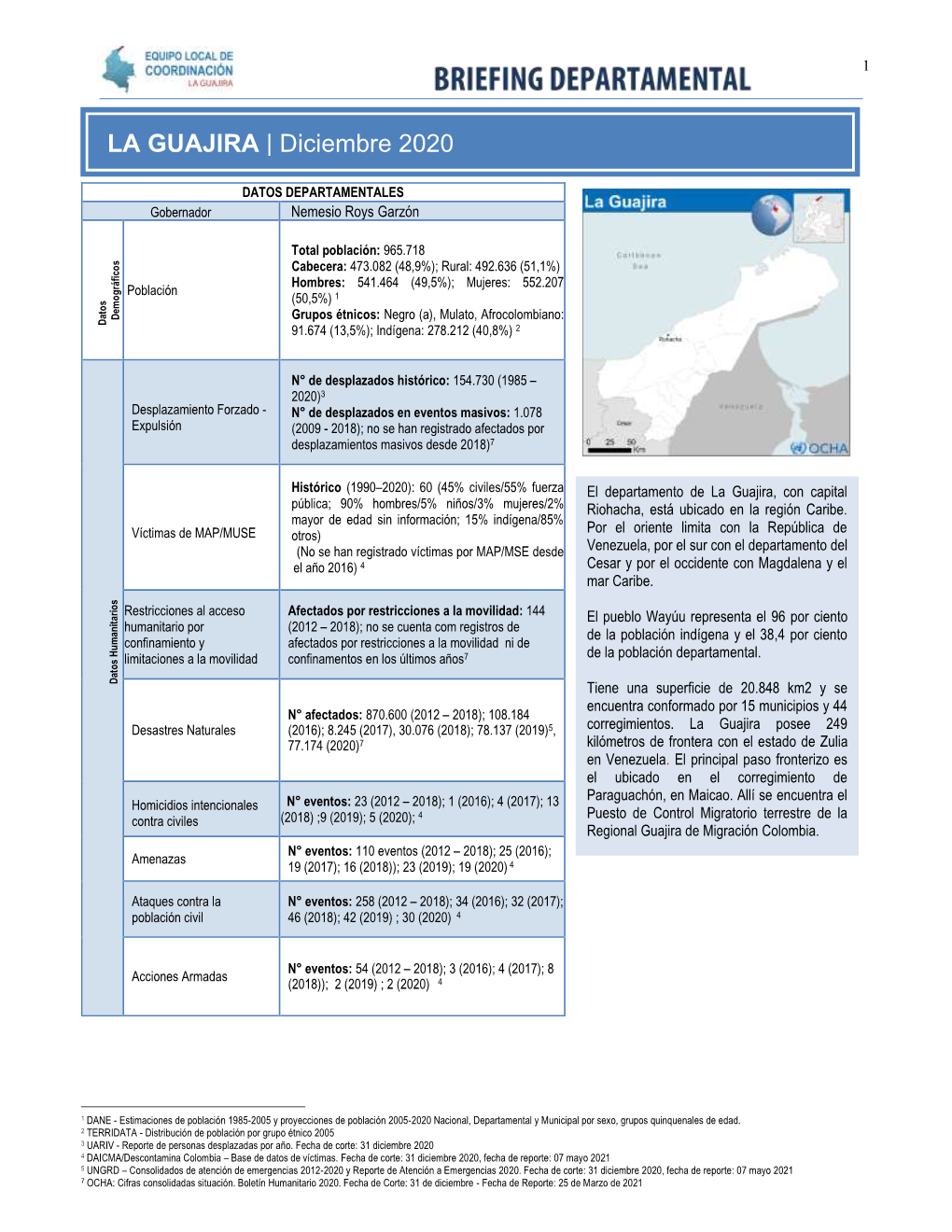 DEPARTAMENTO | S 2017 LA GUAJIRA | Diciembre 2020