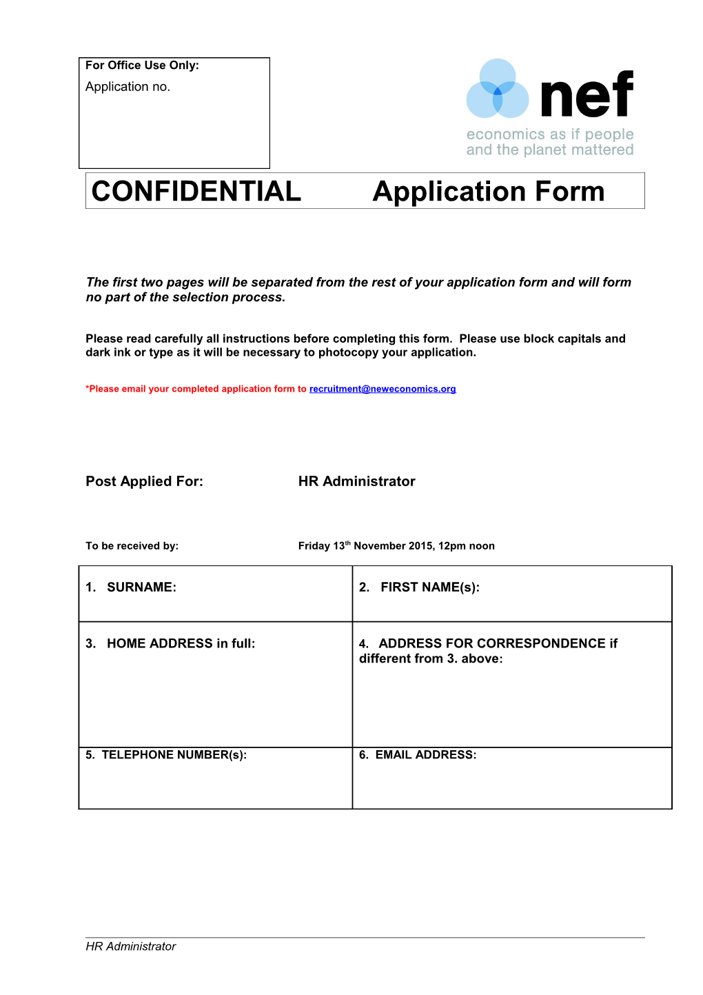 Application Form CONFIDENTIAL s1