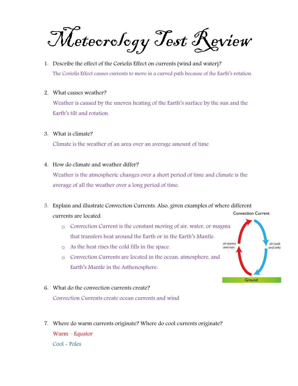 Meteorology Test Review