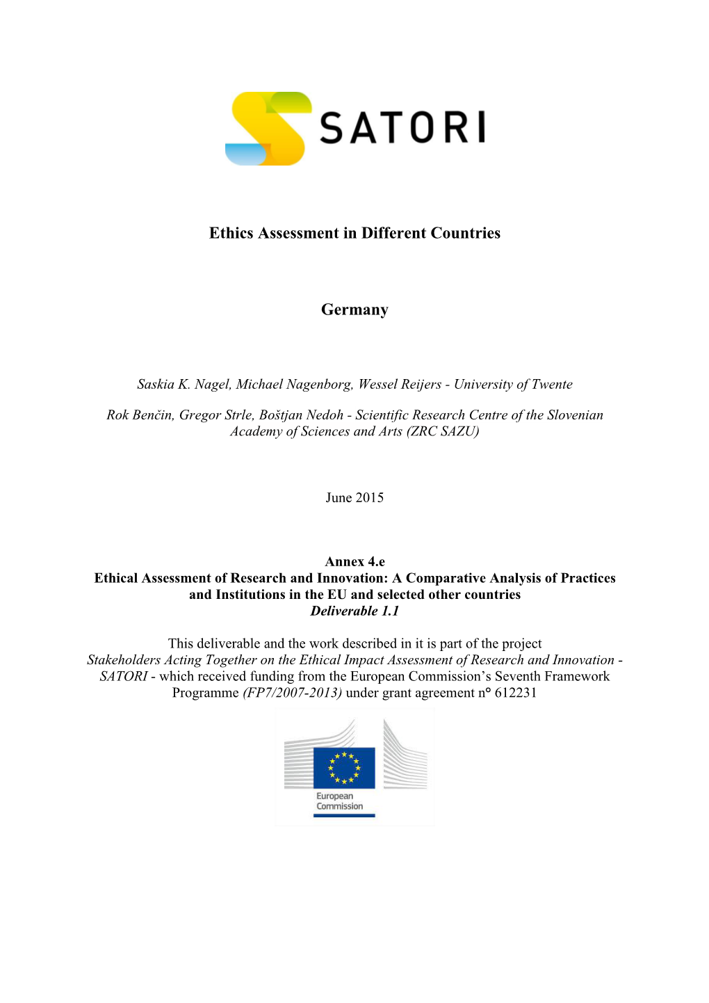 Ethics Assessment in Different Countries Germany