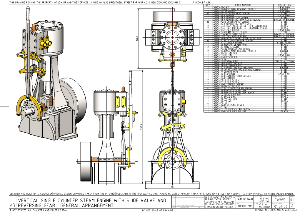 Vertical Single Cylinder Steam Engine with Slide