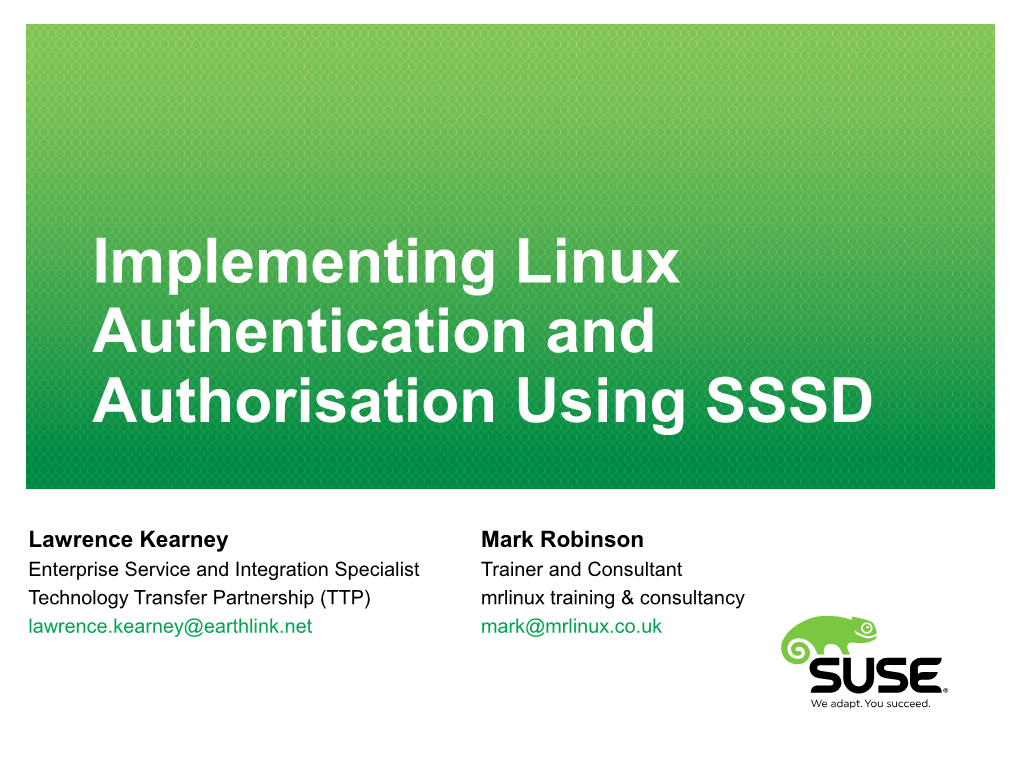 Implementing Linux Authentication and Authorisation Using SSSD
