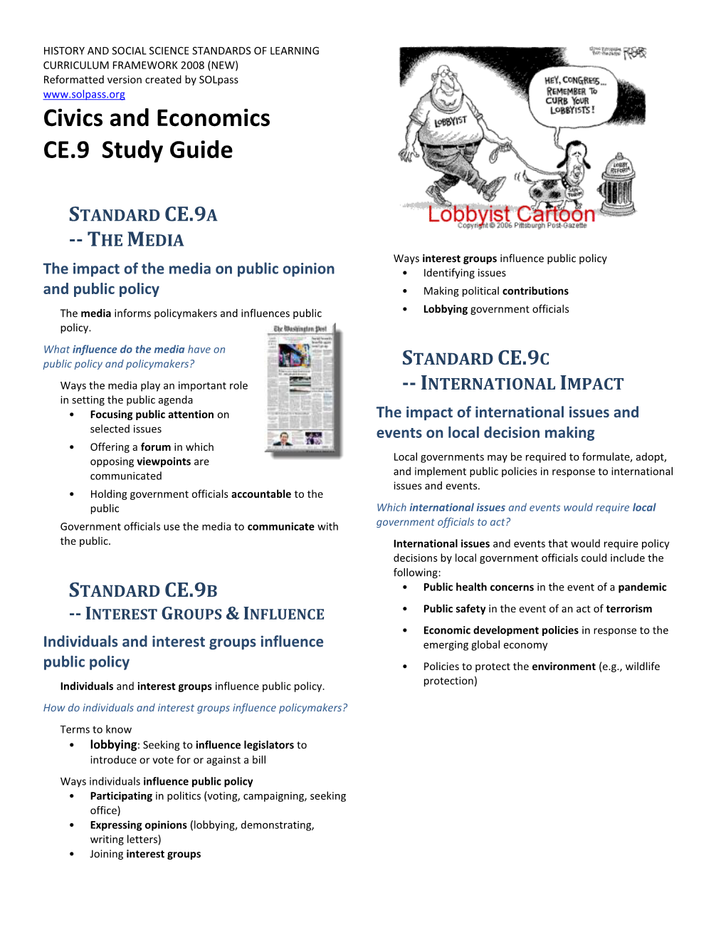 Civics and Economics CE.9 Study Guide