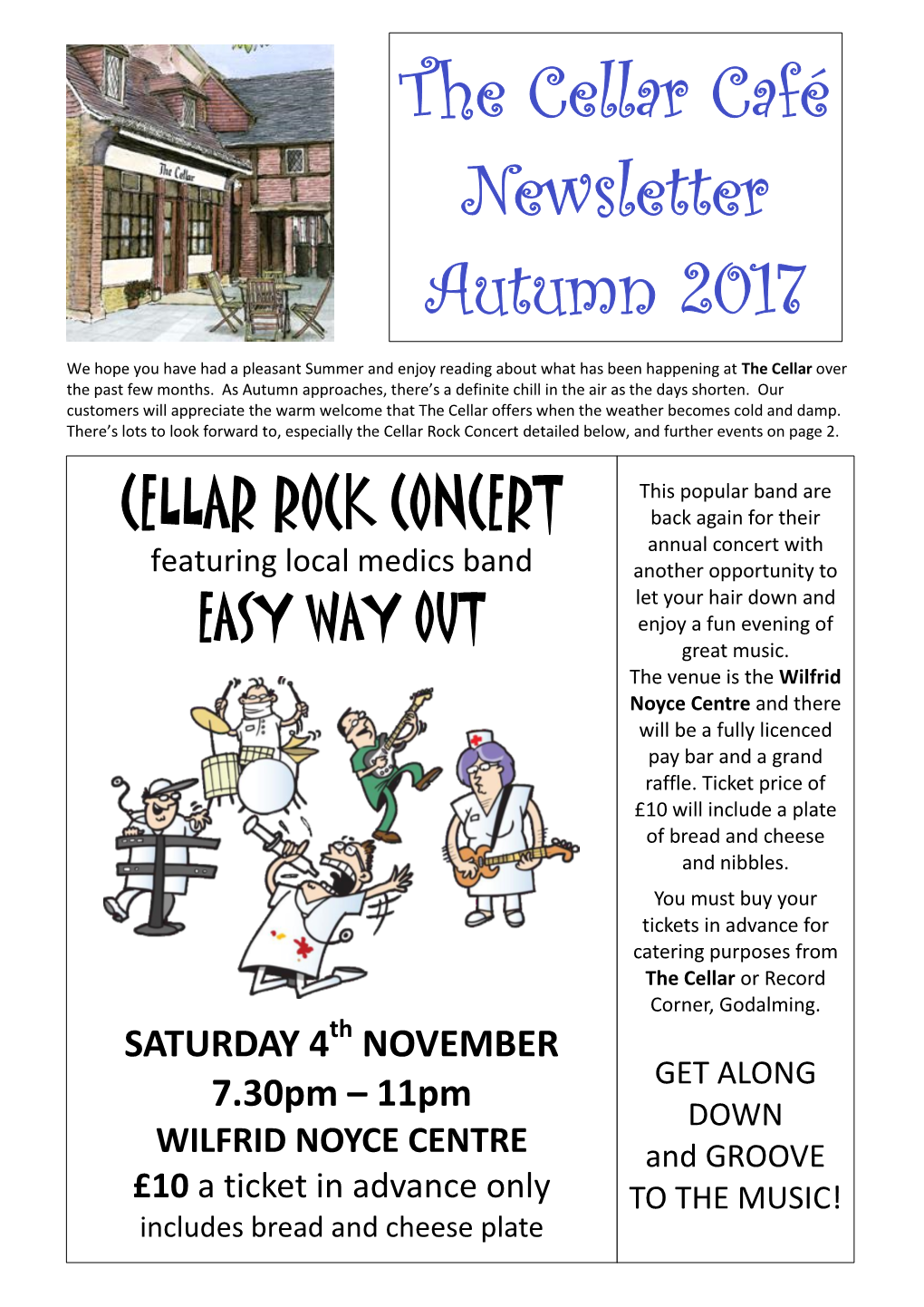 The Cellar Café Newsletter Autumn 2017