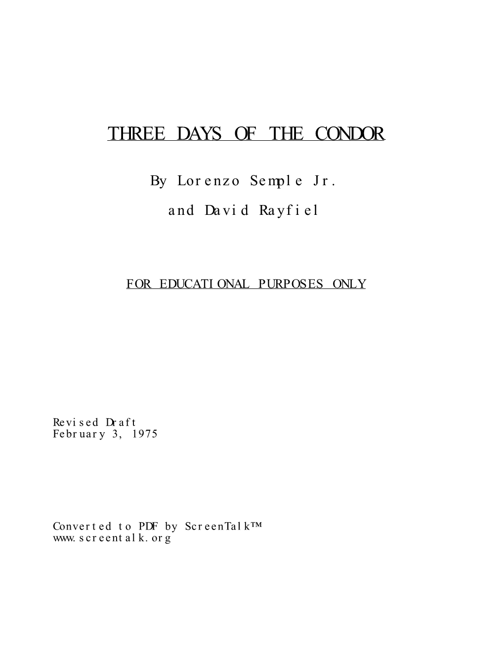 Three Days of the Condor