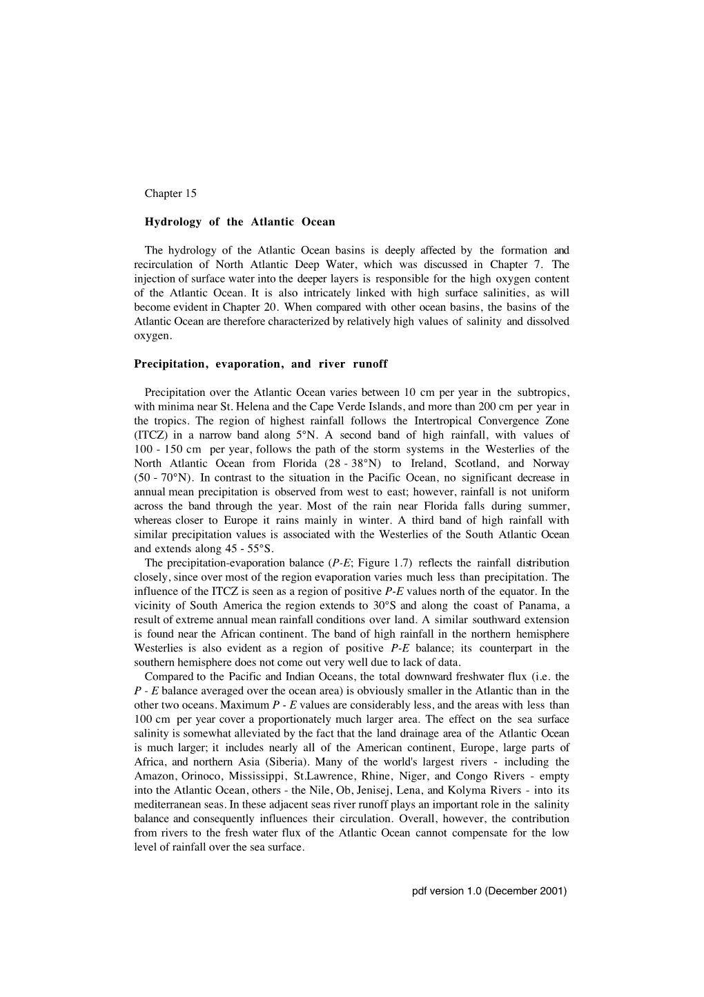 Chapter 15 Hydrology of the Atlantic Ocean the Hydrology of the Atlantic