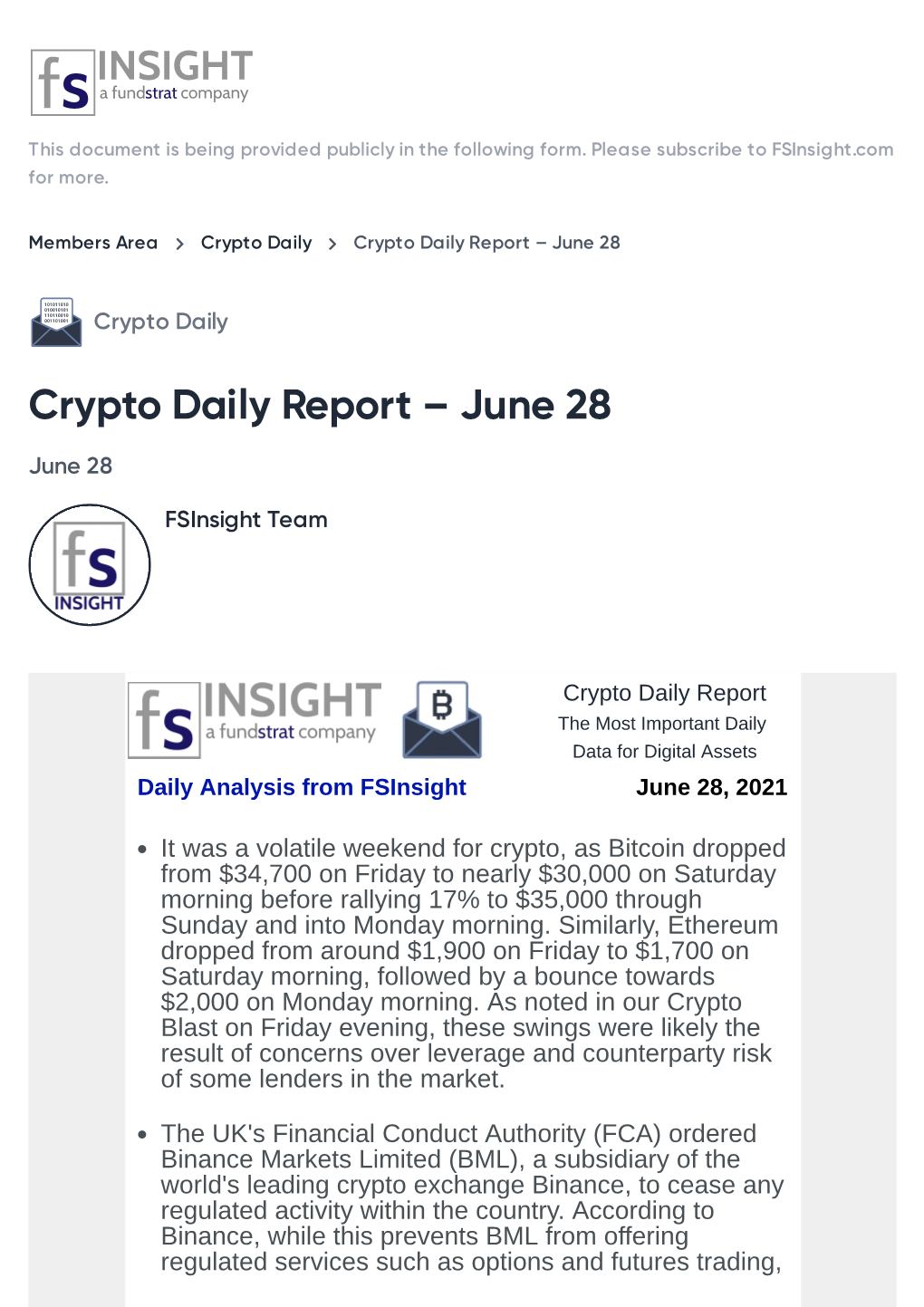 Crypto Daily Report – June 28