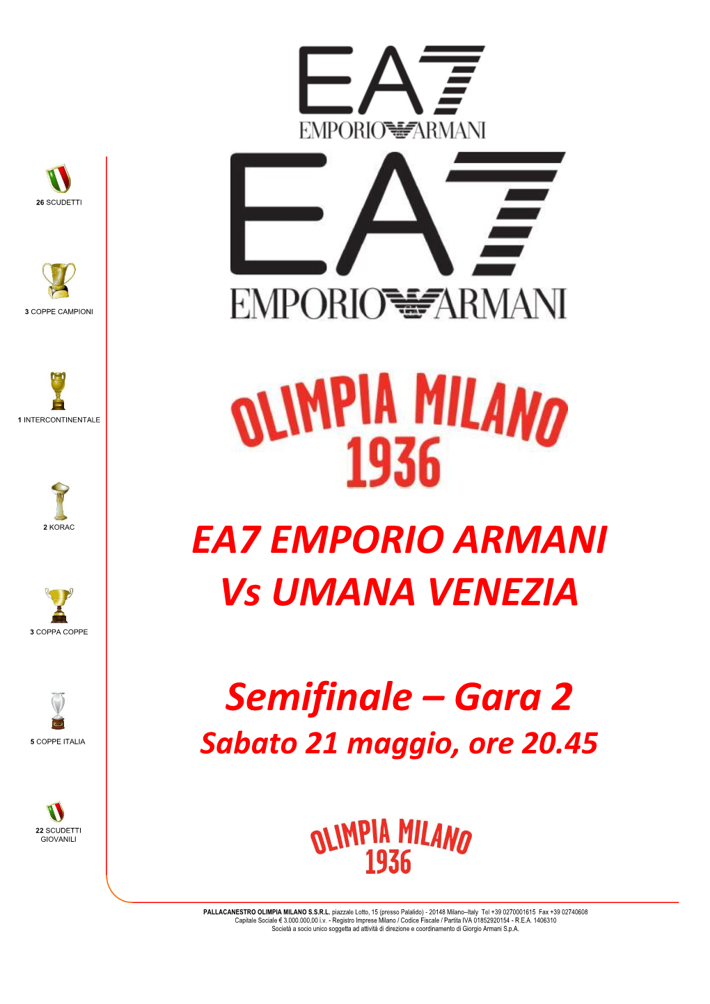 EA7-Venezia Gara 2 Playoffs Game Notes