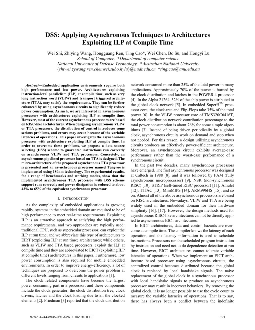 Applying Asynchronous Techniques to Architectures Exploiting ILP at Compile Time