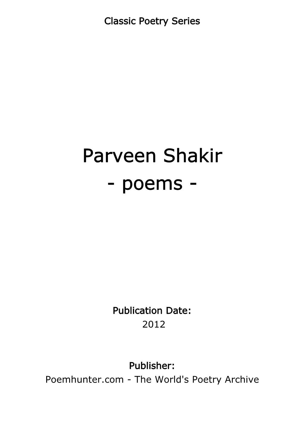 Parveen Shakir - Poems