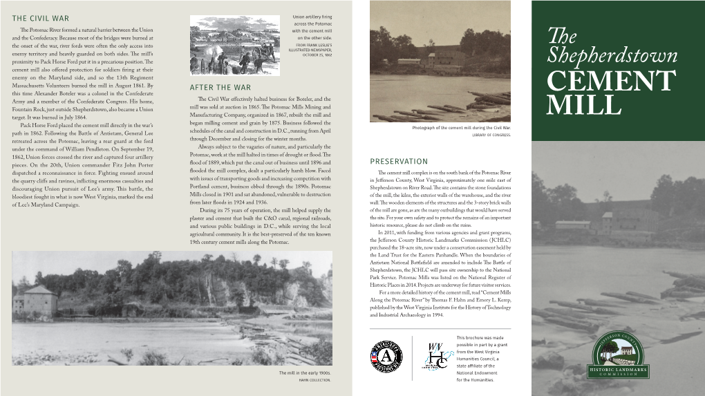 Shepherdstown Cement Mill Brochure by the Jefferson County Historic Landmarks