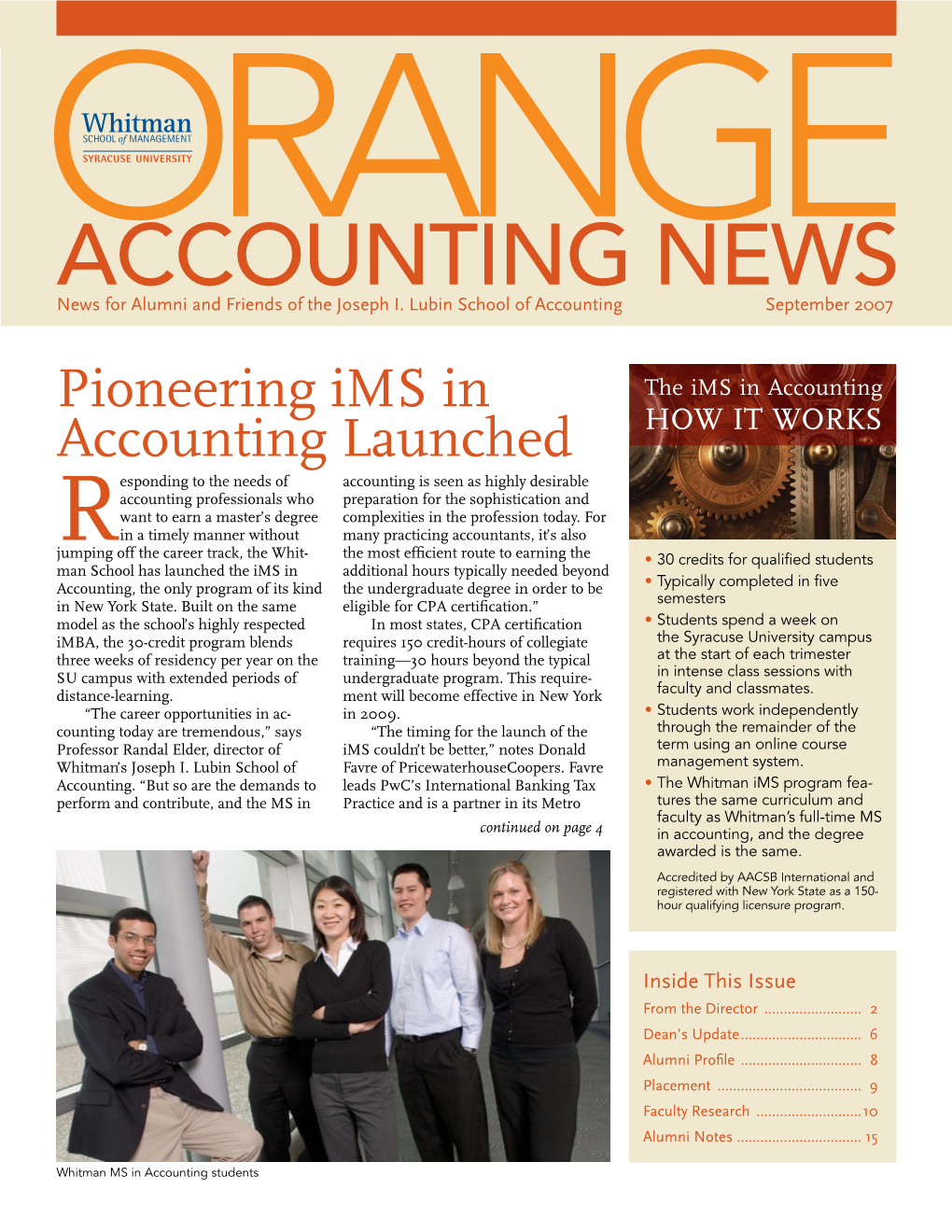 September 2007; Orange Accounting News