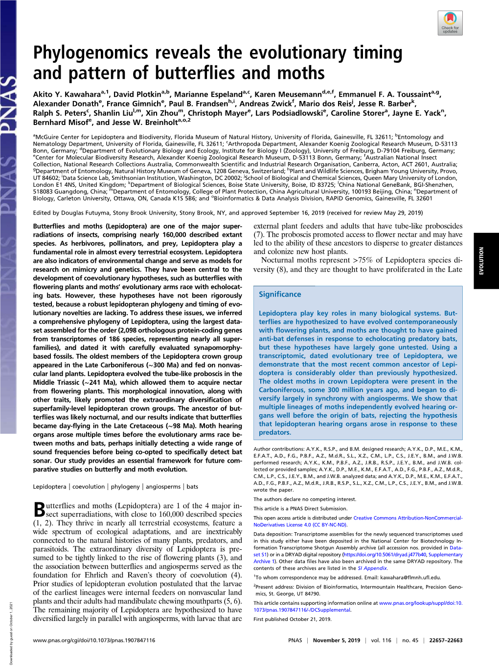 Phylogenomics Reveals the Evolutionary Timing and Pattern of Butterflies and Moths