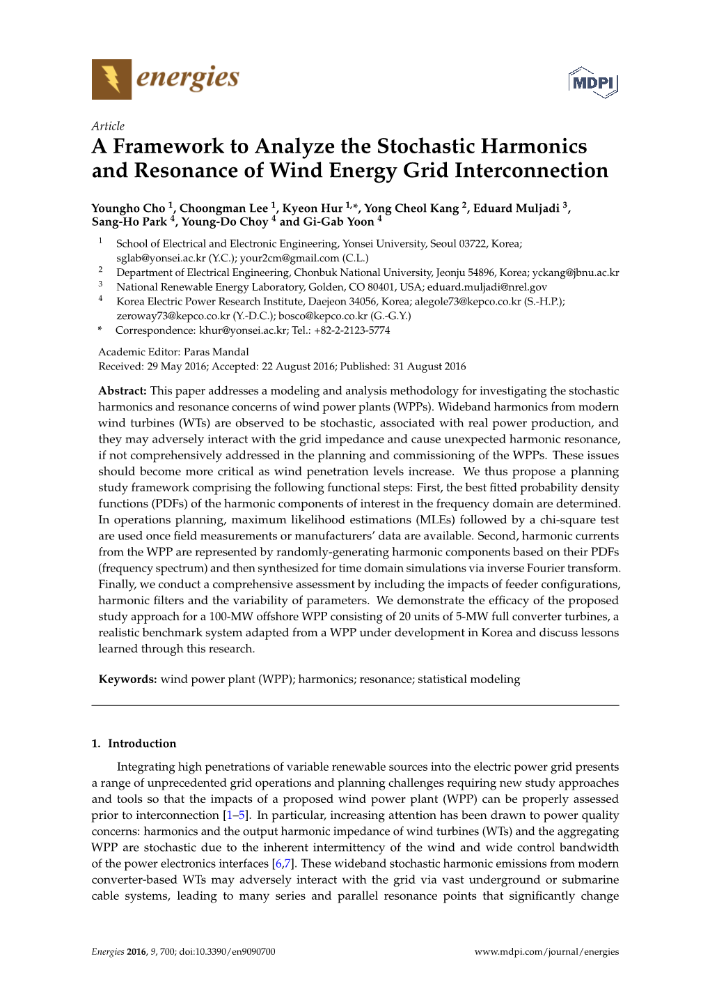 A Framework to Analyze the Stochastic Harmonics and Resonance of Wind Energy Grid Interconnection