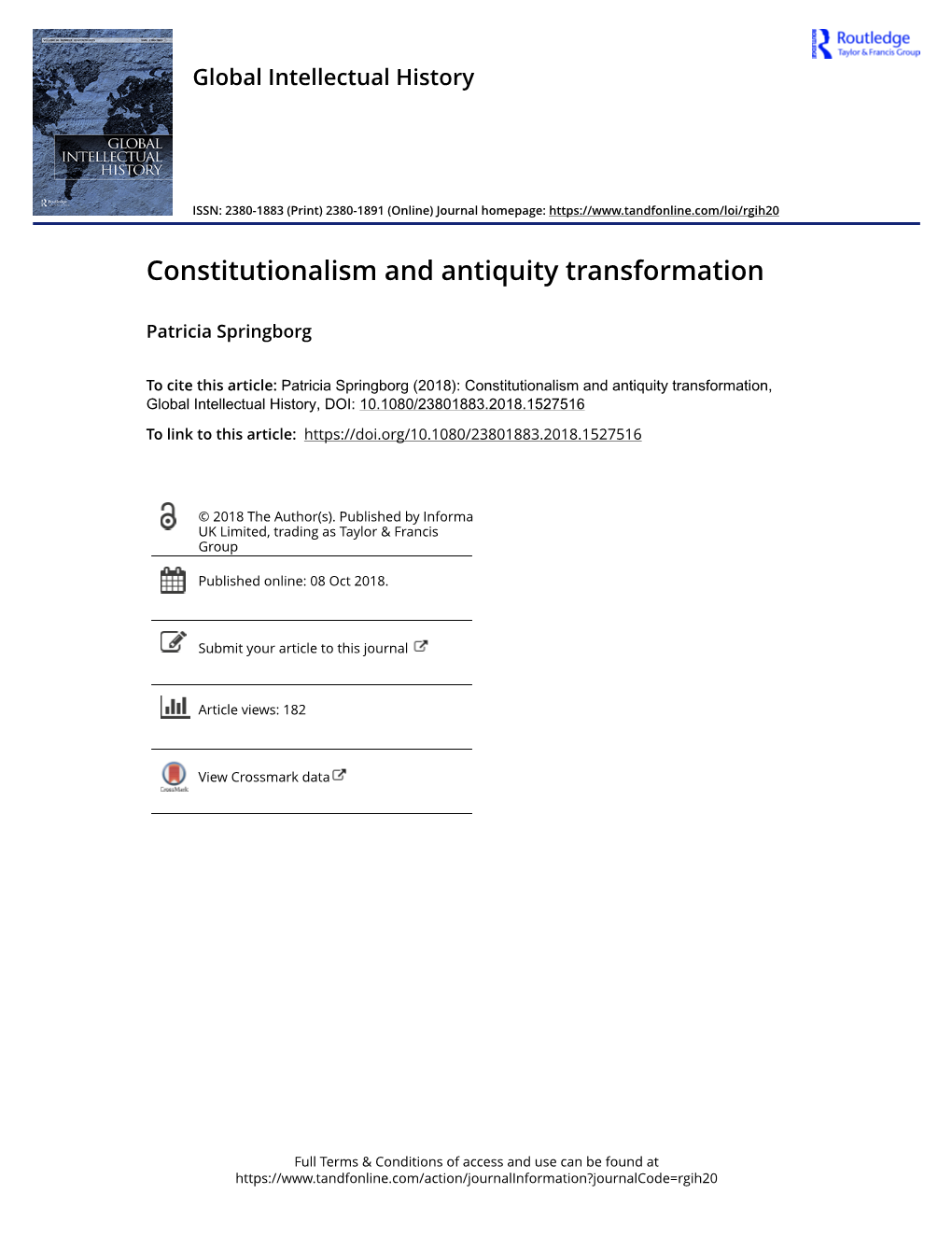 Constitutionalism and Antiquity Transformation*