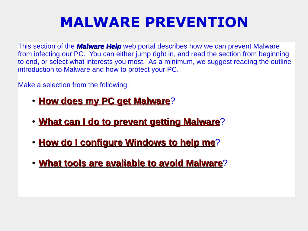 Malware Prevention