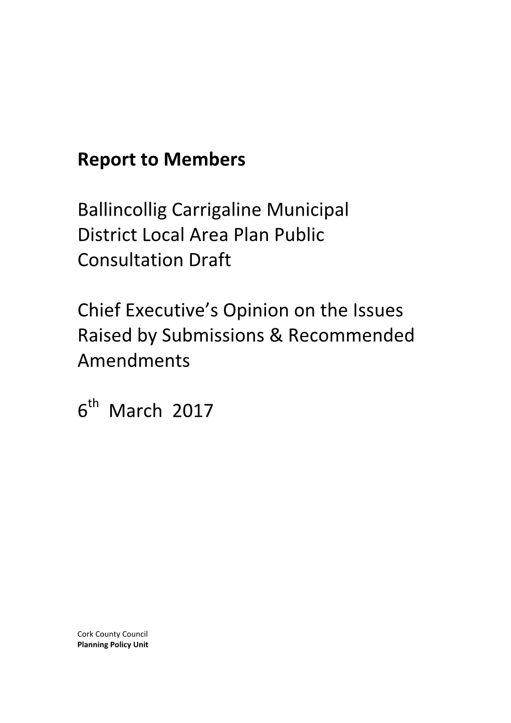 Ballincollig Carrigaline CEO Report