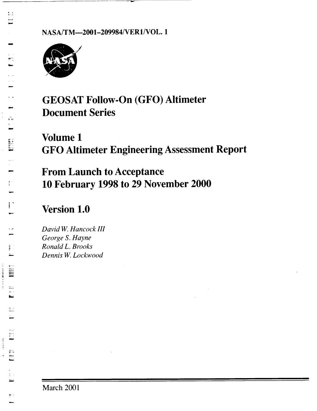 GEOSAT Follow-On (GFO) Altimeter Document Series